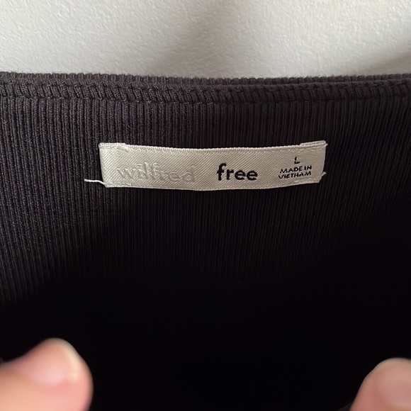 Wilfred Free Ribbed Spaghetti Straps Black Mini Dress L - Picture 4 of 11